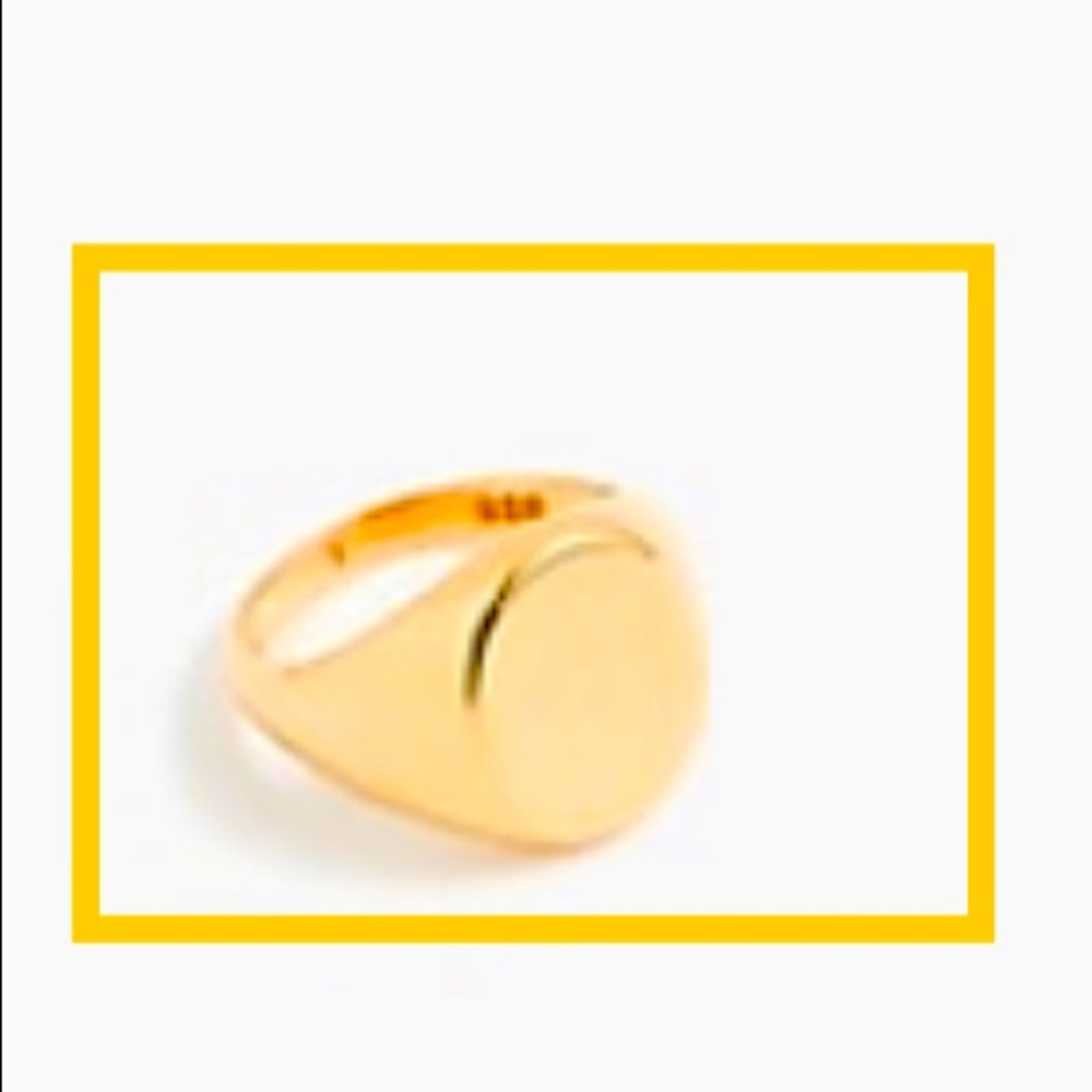 J Crew 14K gold plated sterling silver signet ring